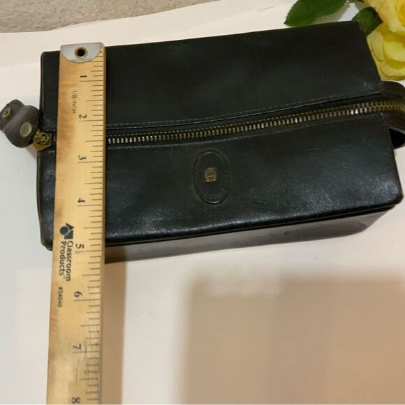 Vintage Etienne Aigner Makeup Case Toiletree Bag black Leather - Picture 4 of 15